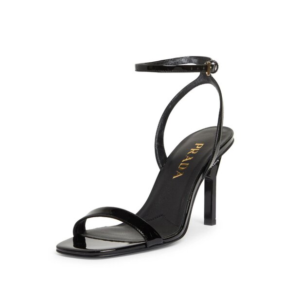 NWT Prada Ankle Strap Sandals Black Patent Leather Single Toe Strap Sz 36 - Picture 1 of 9